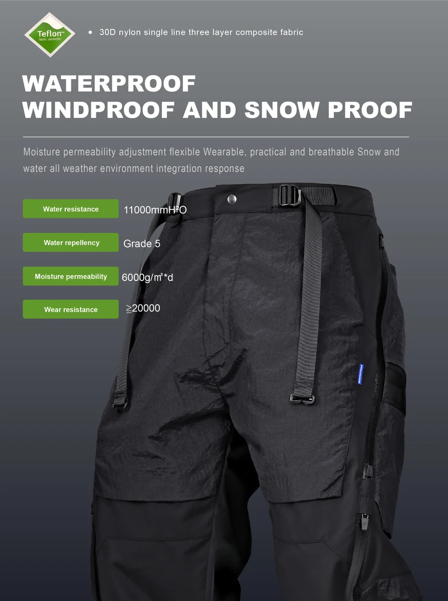 Reindee Lusion 21aw double shape zipper waterproof pants side molle waist adjustment stitching materials techwear gorpcore
