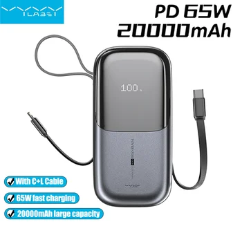 Power Bank 65W 20000mAh con Ricarica Rapida PD, FCP, SCP, Caricabatterie Esterno Portatile per Laptop, Tablet, iPhone, Samsung, Huawei