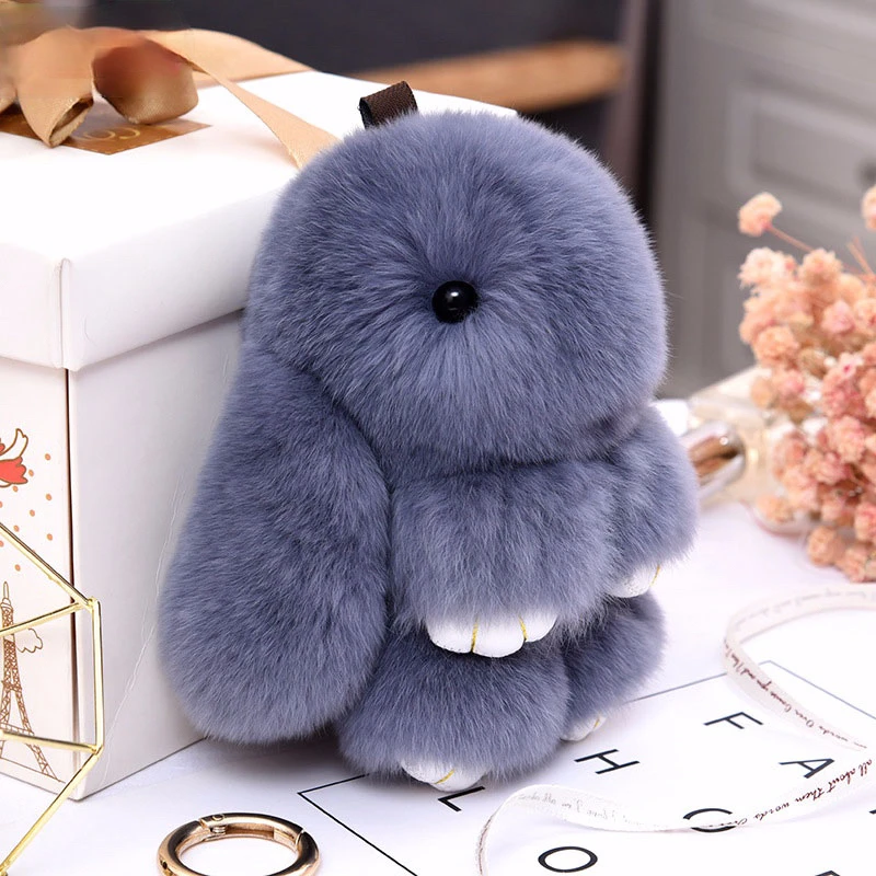 15CM Rex Rabbit Fur Rabbit Plush Pendant Kawaii Plush Bunny Backpack  Pendant Keychain Pendant Kids Birthday Gift Boy Girl Gift