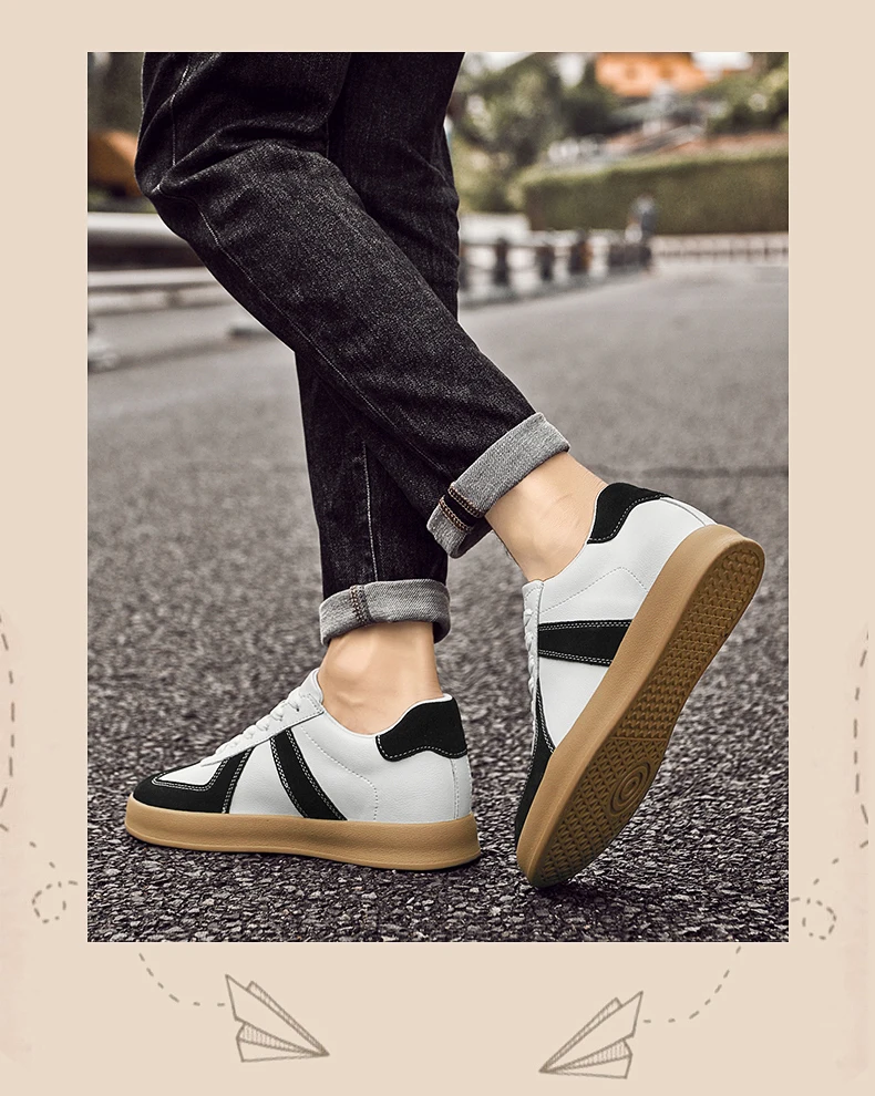Elevator Sneakers For Women&Men Shoes Genuine Leather Height Increasing Shoes Lace Up Trainers Ladies Flat Shoes For Men