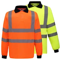 Hi Vis Long Sleeve Polo with Reflective Strips