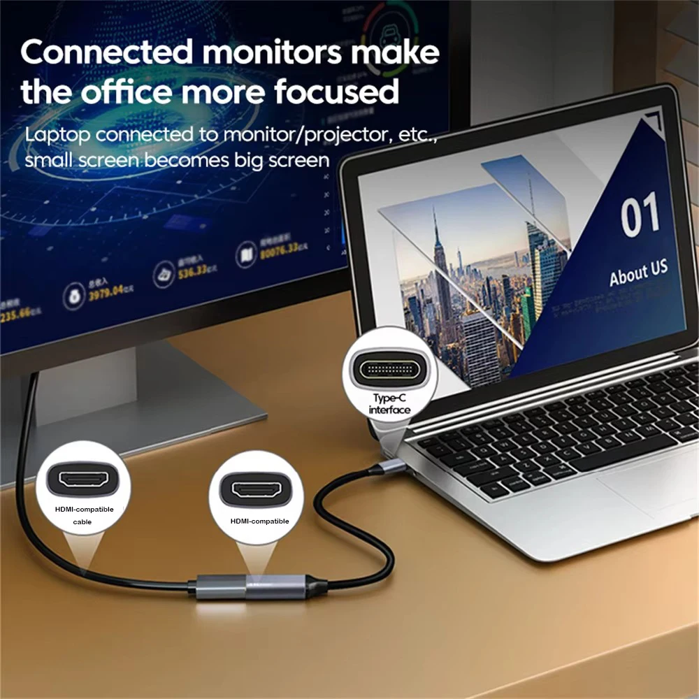 4K USB-C to HDMI Video Cable Adapter for Phones, Laptops, and More