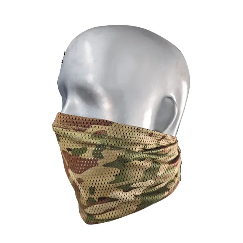 Large Mesh Windproof Neckerchief Camo Mask Neck Gaiter Cover Face Bandana Sun Cool Breathable Cycling Hiking Camping Tube Scarf
