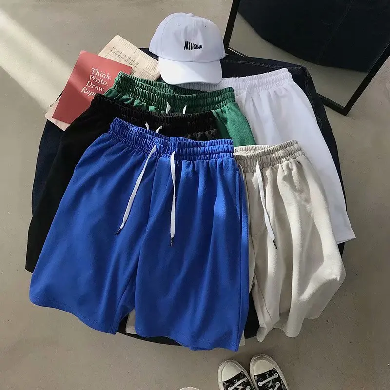 2023 New Solid Color Shorts Men's Summer 5-Point Casual Pants Men's Middle Pants Casual Beach Pants Men's Sports Shorts Fashion