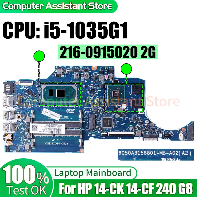 

For HP 14-CK 14-CF 240 G8 Laptop Mainboard 6050A3158801 L89468-601 L89470-601i5-1035G1 Notebook Motherboard