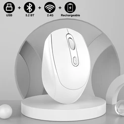 Rechargeable RGB Wireless Bluetooth-Enabled Optical Mouse with USB and Silent Click Technology (WHITE)