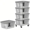 5 Tier Plastic Stackable Basket Cart with Wheels Plastic Stacking Container Bin Utility Rack for Kitchen Pantry Bathroom 1