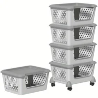 5 Tier Plastic Stackable Basket Cart with Wheels Plastic Stacking Container Bin Utility Rack for Kitchen Pantry Bathroom 1