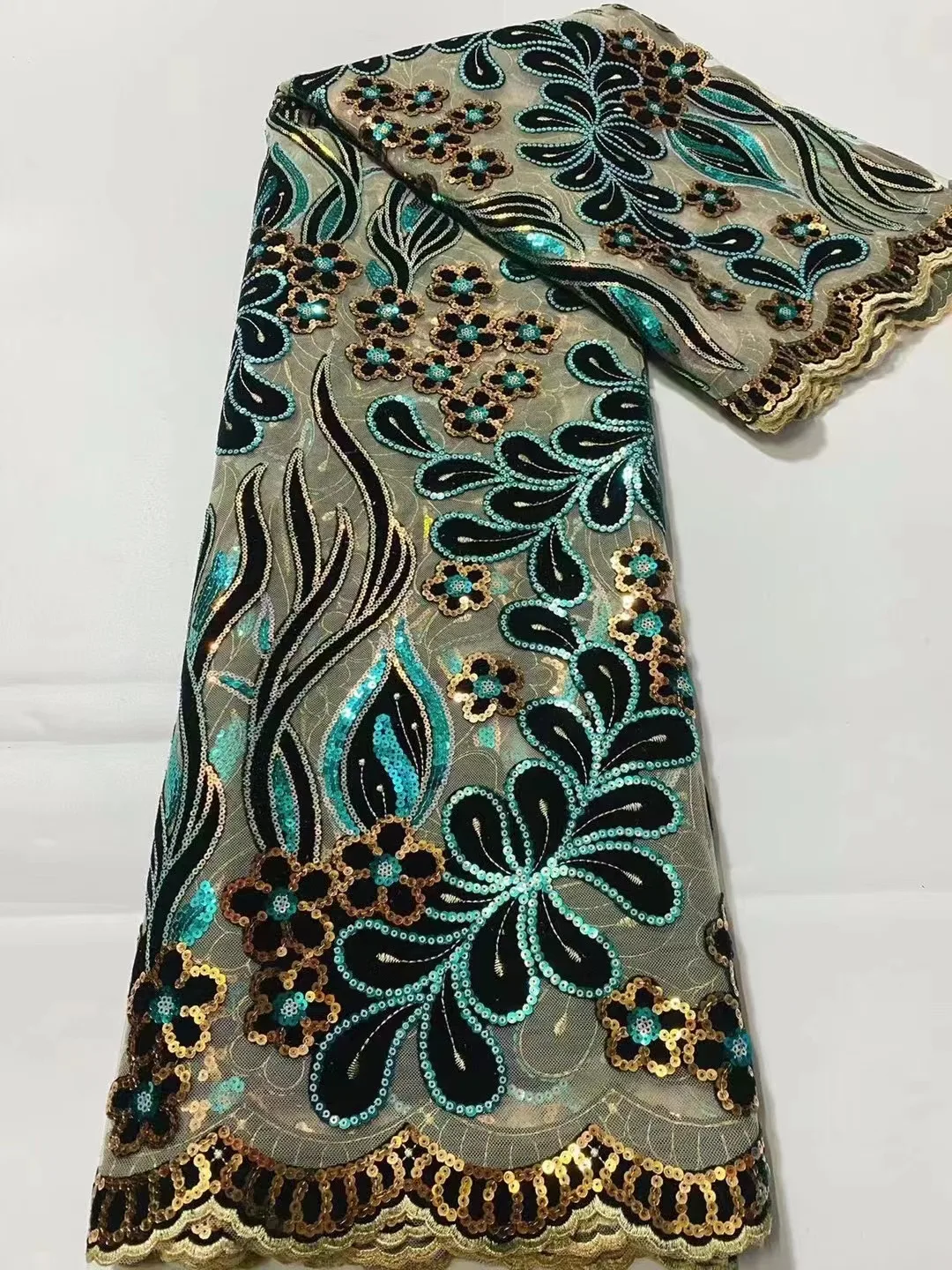 

High Quality African Velvet Embroidered Lace Fabric 2023 Nigerian Tulle Lace Mesh Fabric With Stone For Party Wear Sewing