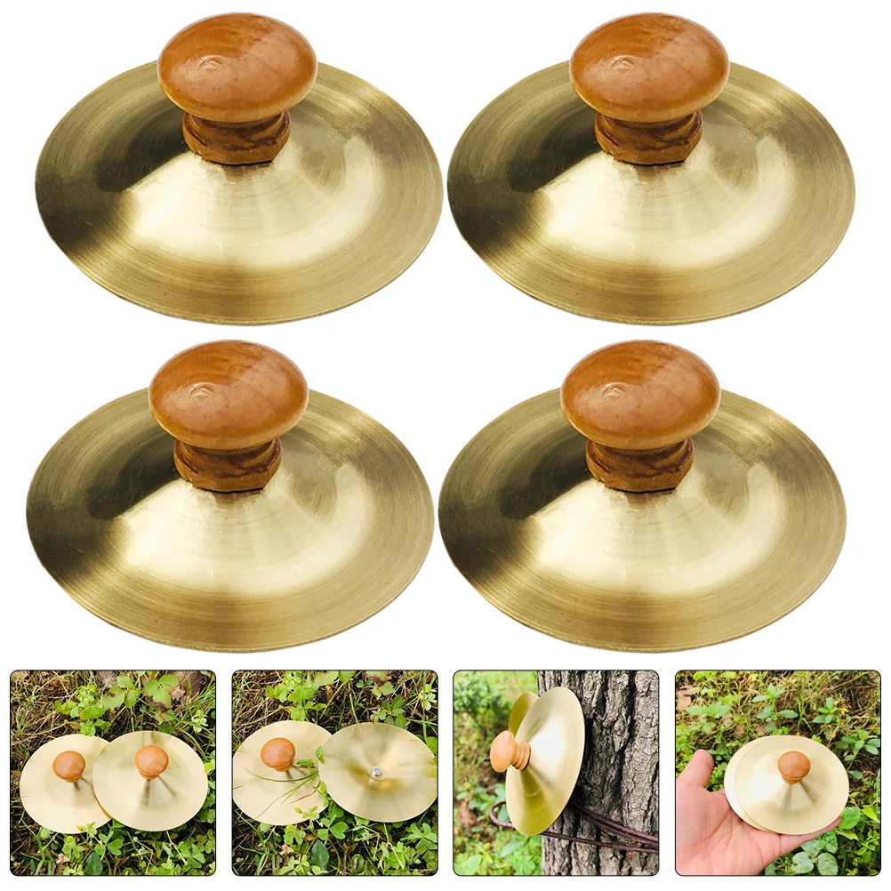 4 Pcs Children's Percussion Instrument Metal Cymbals for Finger Musical Small Kids Mini Copper