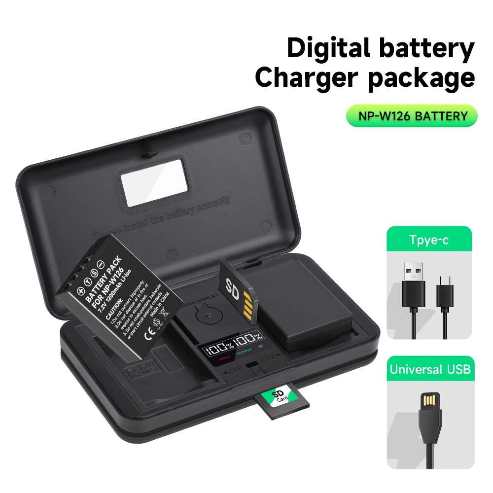 PALO NP-W126 NP W126 NPW126 Batteries+LCD Dual Charger for