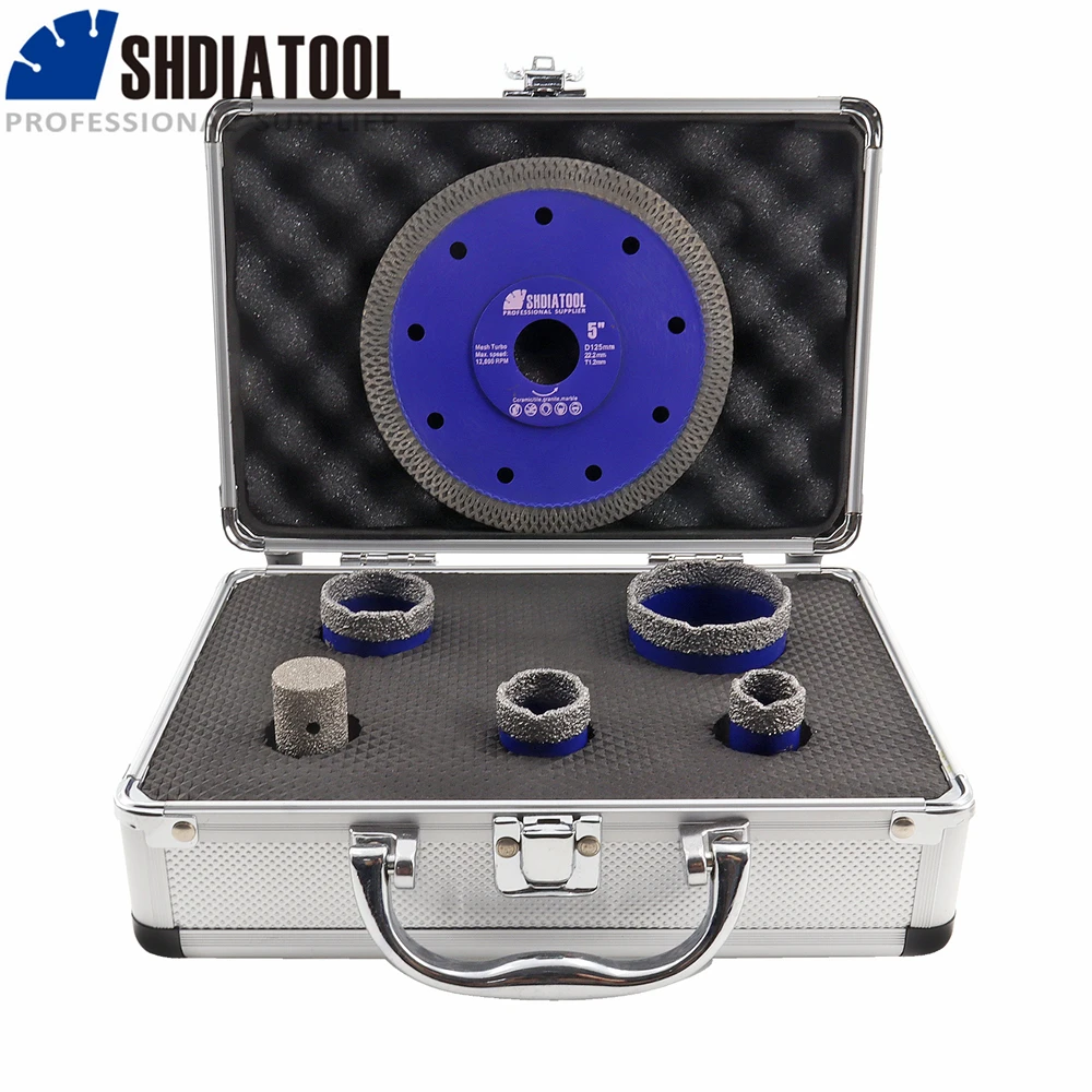 

Алмазная коронка SHDIATOOL, набор из 6 коронок с вакуумным паянием, 20/25/35/50 мм, 125 мм, с коробкой, 1 комплект