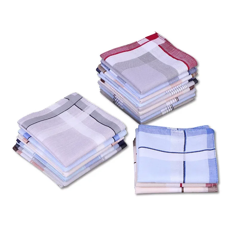 

3Pcs 40x40cm Square Plaid Striped Handkerchiefs Men Classic Vintage Pocket Cotton Hand Towels Wedding Birthday Party Gift