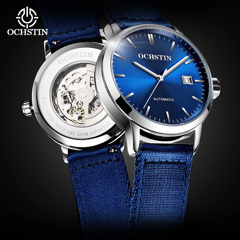 Luxury Brand Ochstin Automatic Watch Men Waterproof Date Sport Men Leather Mechanical Skeleton Wrist Watch Male Clock Relogio