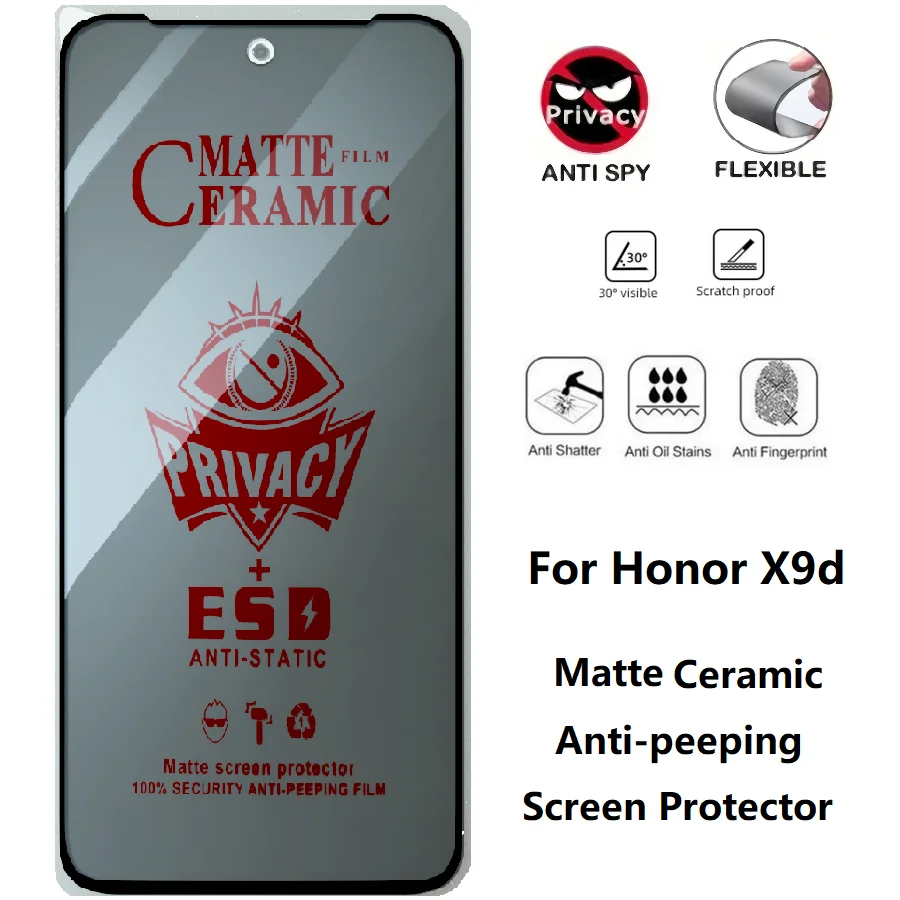 2 in 1 per Honor X9d protezione schermo HONOR X9D pellicole privacy opache + pellicola per lenti pellicola morbida in ceramica antigraffio anti-impronte - immagine 3