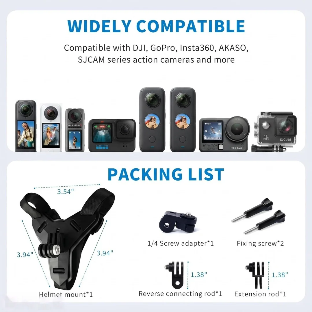 Support casque GoPro fixation mentonnière moto J-Hook vélo
