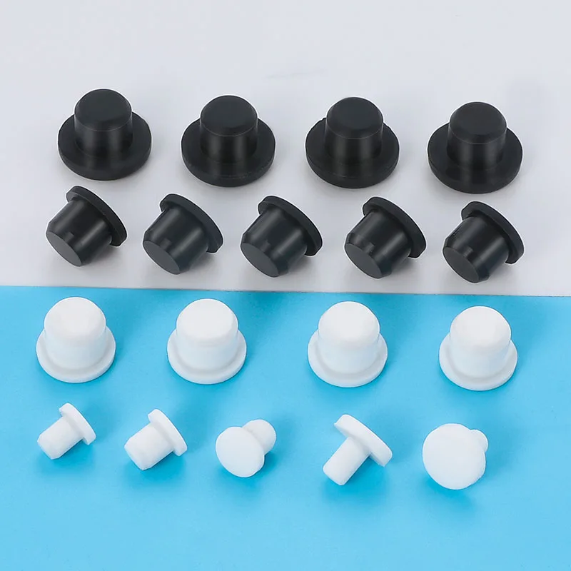 

5Pcs Silicone Rubber Hole Plugs Solid 2.7 3 3.5 3.8 4 to 15mm Seal Stopper T Type High Temperature Dustproof Plug White Black