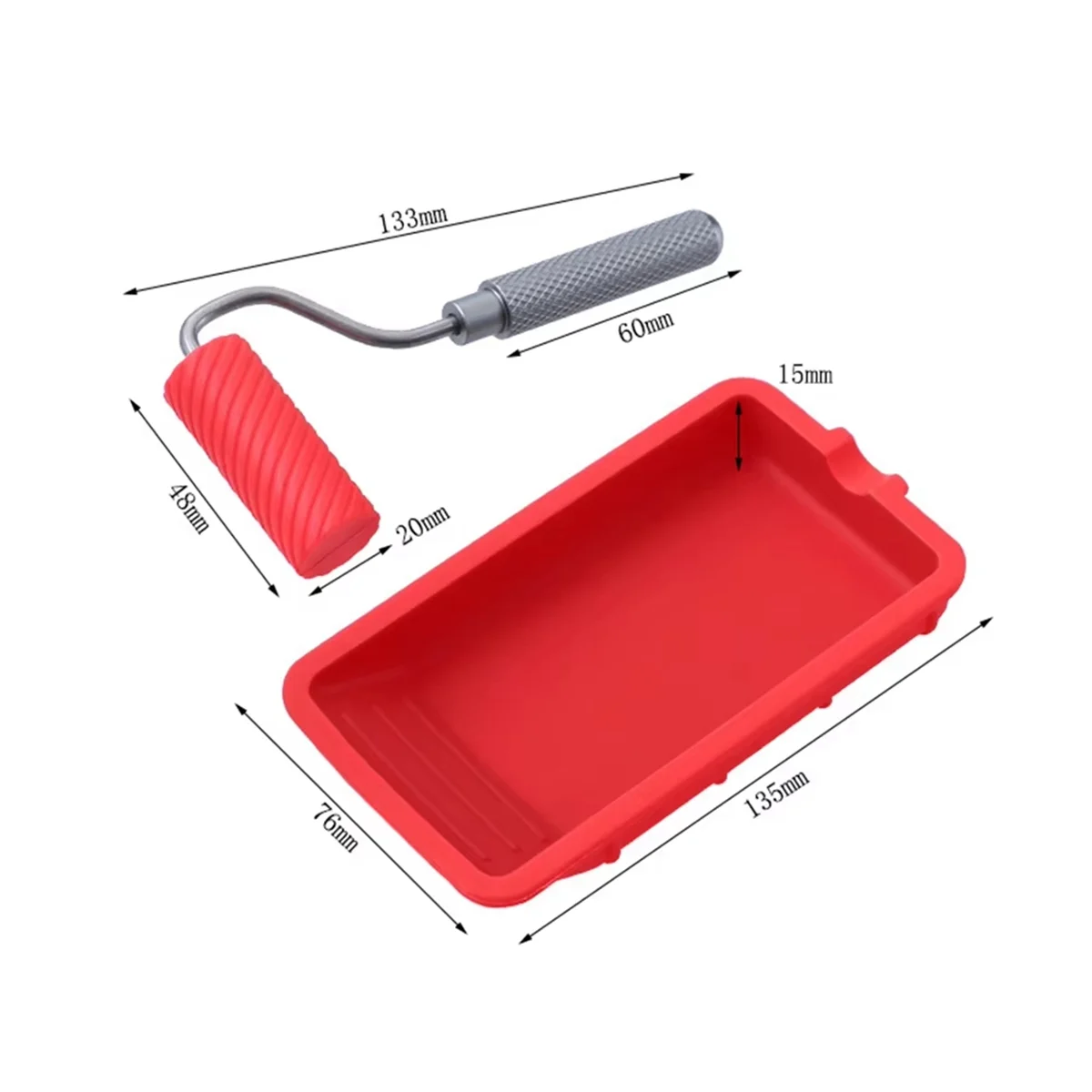 A04R-1set Silicone Roller Brush Kit Multipurpose for Home Renovation Wall Household Paint Tool Tray Paintwork Tools Parts
