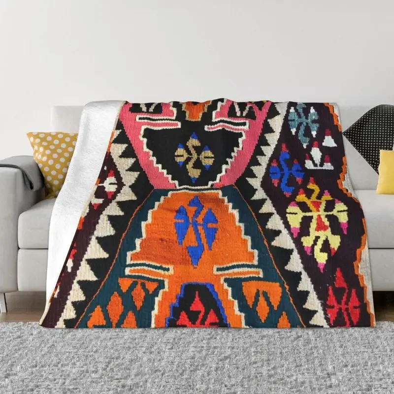 

Ultra-Soft Fleece Antique Style Kilim Navaho Weave Woven Throw Blanket Flannel Turkish Tribal Persian Ethnic Art Blankets Quilt