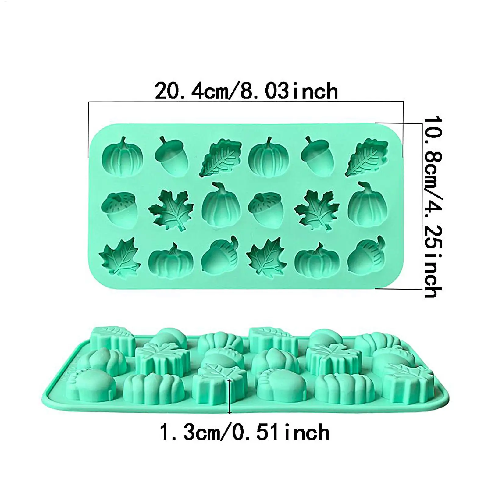 18-Cavity Pumpkin Pine Cone Maple Leaves Moulds Easy Release Silicone Mini Mold for Soap Candle Chocolate Halloween Decoration