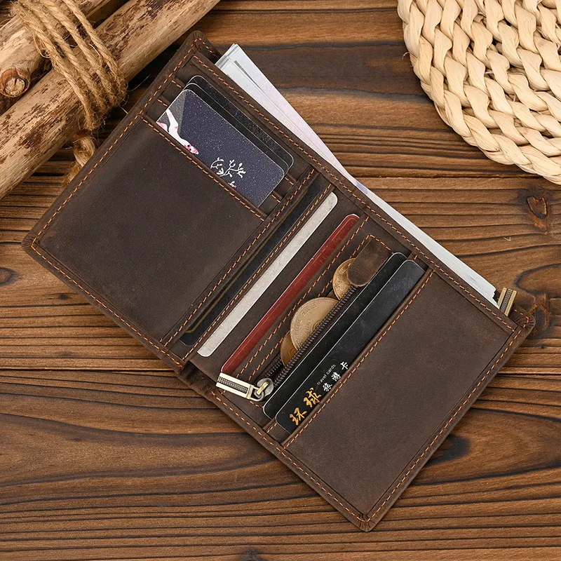 Leather Short Wallet Men Wallet Fashion Luxury Brand Male Bussiness Purse Coins Design Vintage Wallet Dropshipping Free Shipping