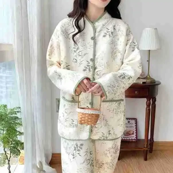 Maternity Clothing Sets Postpartum Sleepwear Winter Warm Breathable Air Cotton For Pregnant Women Bedding Nightwear