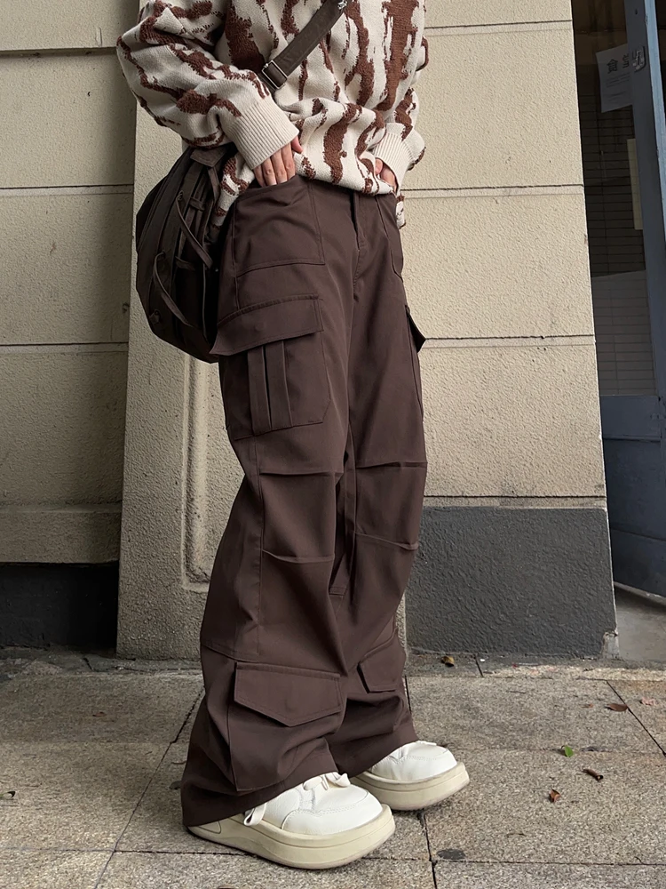 High Street Multi Pocket Workwear Pants Men's and Women's Loose Straight Tube Casual Pants Western Trousers Trendy Pants