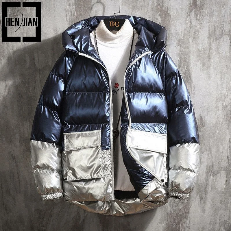 

Fashion Mens Winter Warm Parkas Cotton Padded Thick Thermal Down Jacket With Hood Puffer Overcoat Outerwear For Male Big Size