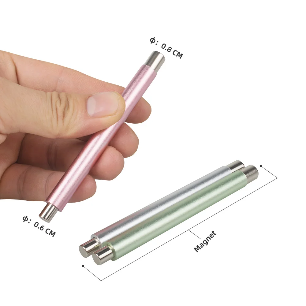 Nail Art Double-Ended Magnetic Tool with Cylindrical Aluminum Handle