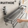 Suction Cup Bathroom Rack Bathroom Shelf Toilet Space Aluminum No Drill Hanging Rack Bathroom Organizer Hang On the Wall 1