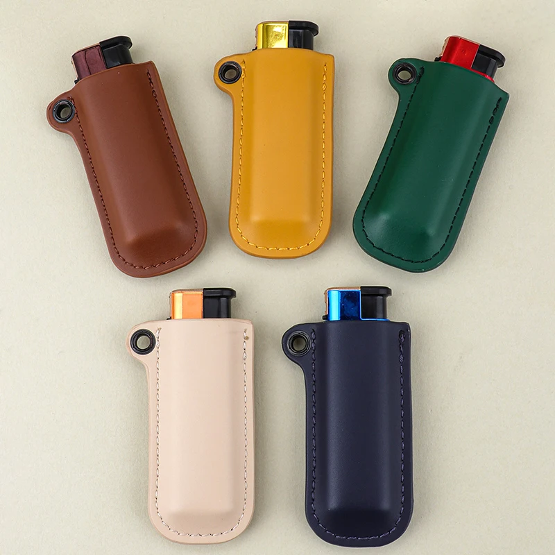 Description Picture 2 of itemHandmade PU Leather Lighter Case For Mini Bic&Cricket Lighters Pouches Sleeve Cover Holder Smoking Cigarette Accessories