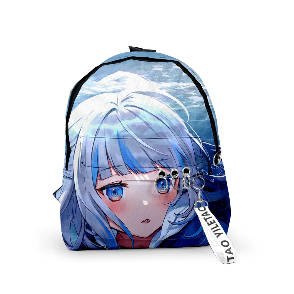 Classic  Gawr Gura Cute Shark Backpacks Boys/Girls pupil School Bags 3D Print Keychains Oxford Waterproof Cute Small Backpacks