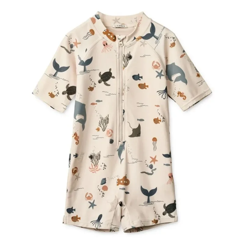 Baby Swimwear Boy Beach Shorts Boys Swimwears Ocean Long Sleeved Swimsuit Star Kids Vacation Sunscreen Swimsuits Sun Hat