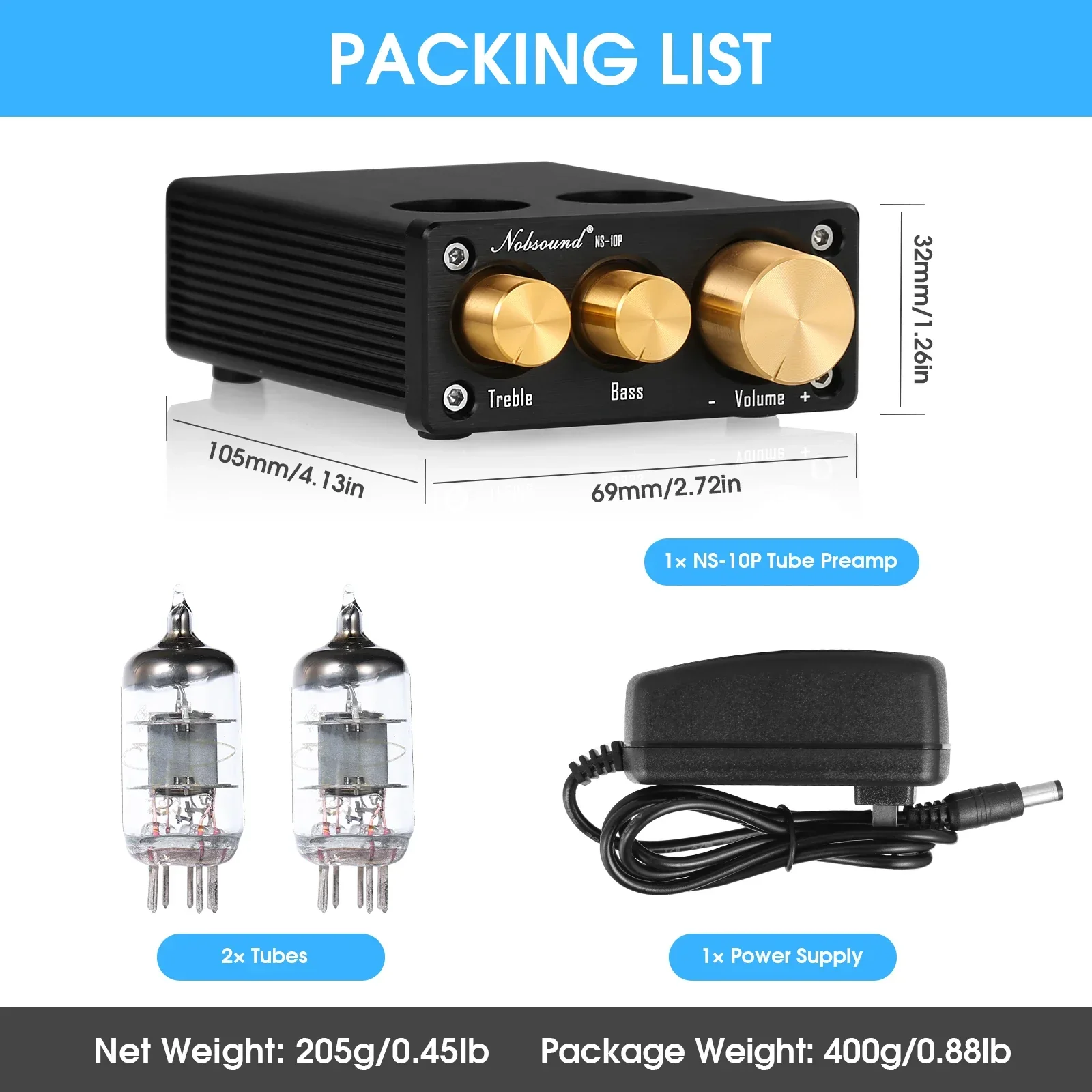 Nobsound NS-10P Mini Hi-Fi AUX 真空管 プリアンプ ライン プリアンプト レブル ベース Preamp Nobsound P1 P1 Review Nobsound NS-10P Mini Valve Tube