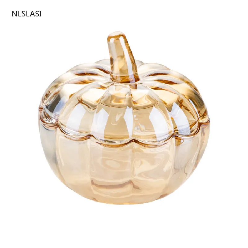 

European Style Pumpkin Shape Glass Tank Home Living Room Restaurant Fruit Dried Fruit Snacks Candy Organizer Decorations