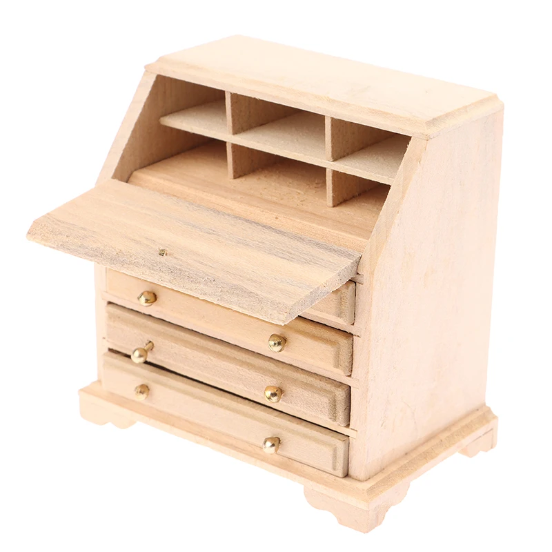 

New 1:12 Dollhouse Miniature Wood Bedside Cabinet Model Furniture Accessories Toys for Baby Furniture Model Decor Mini Cabinet