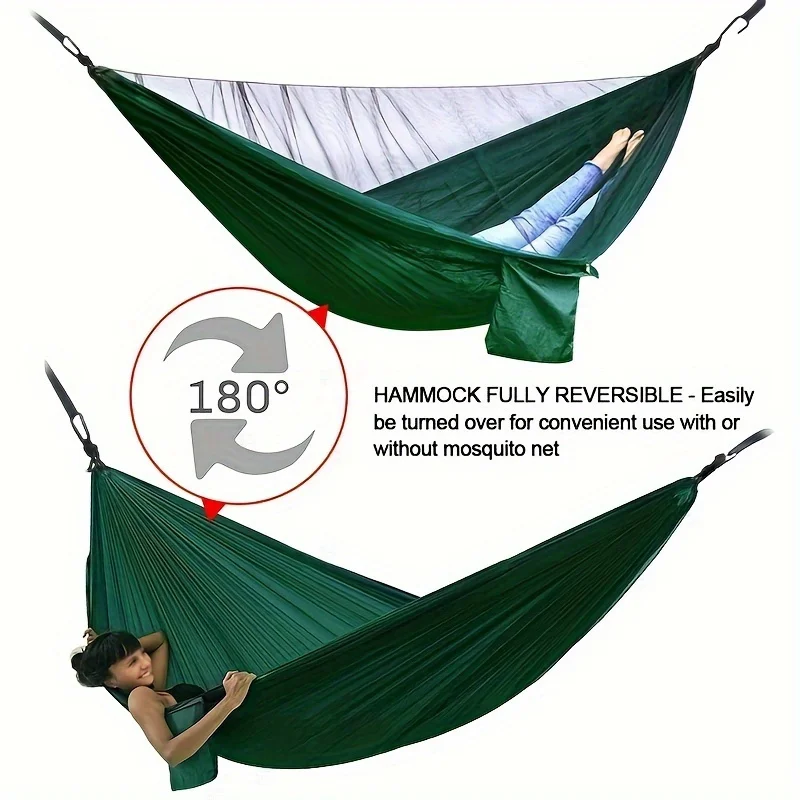Outdoor Mosquito Net Hammock, Anti-Tipping Design, 3-in-1 Hammock with Mosquito Net-Waterproof Double Camping Hammock for Park