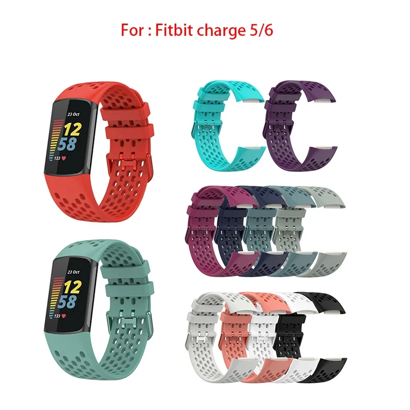 

Спортивный ремешок для браслета Fitbit Charge 5/6, дышащий силиконовый ремешок для наручных часов, ремешок для смарт-часов Fitbit Charge 6