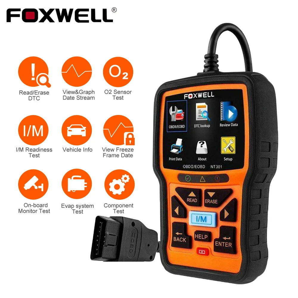 best car inspection equipment FOXWELL NT301 OBD2 Scanner Check Engine Light Code Reader EOBD OBD 2 Automotive Scanner Car Auto Diagnostic Tools automotive battery charger