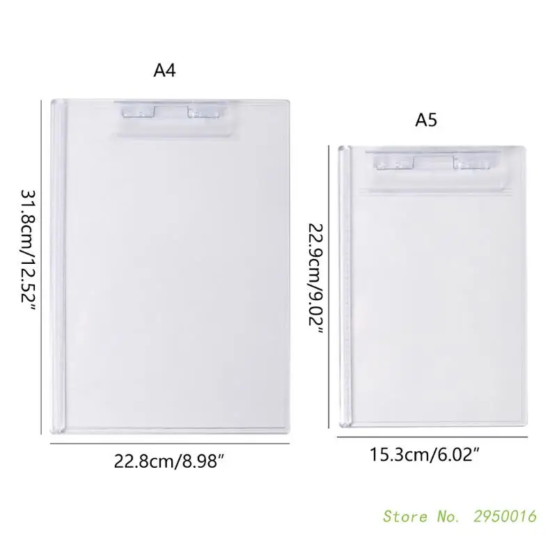 A4 A5 Clipboard Acrylic Transparent A4 Clipboard A5 Paper Holder Writing Board with Profile Clip for Memos Form Document