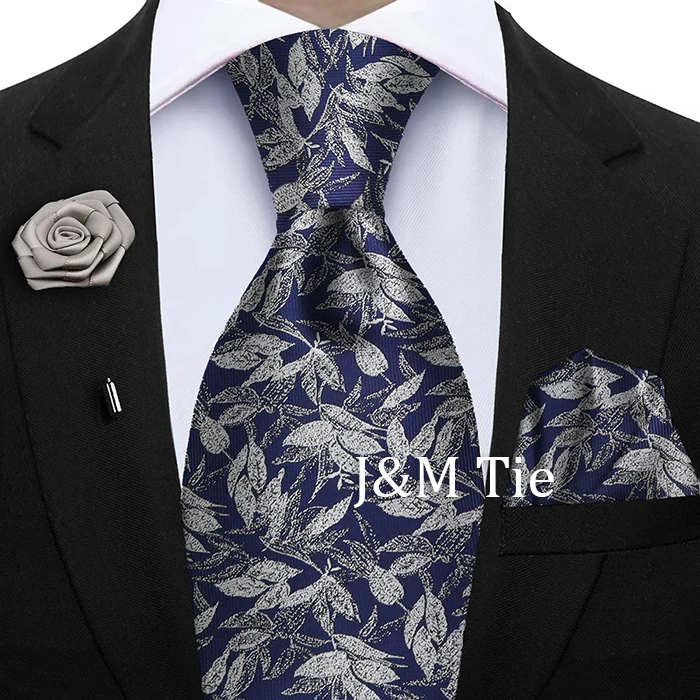Peacock Blue Floral Print 2-Piece Tie & Pocket Square Set for Men Wedding Business Casual Stylish Accessories