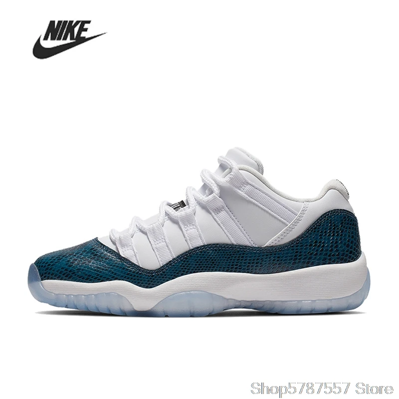 

Nike Air Jordan 11 Low Navy Snakerskin (GS) Men Basketball Shoes Original Women Shoes Breathable Running Sports CD6847-102