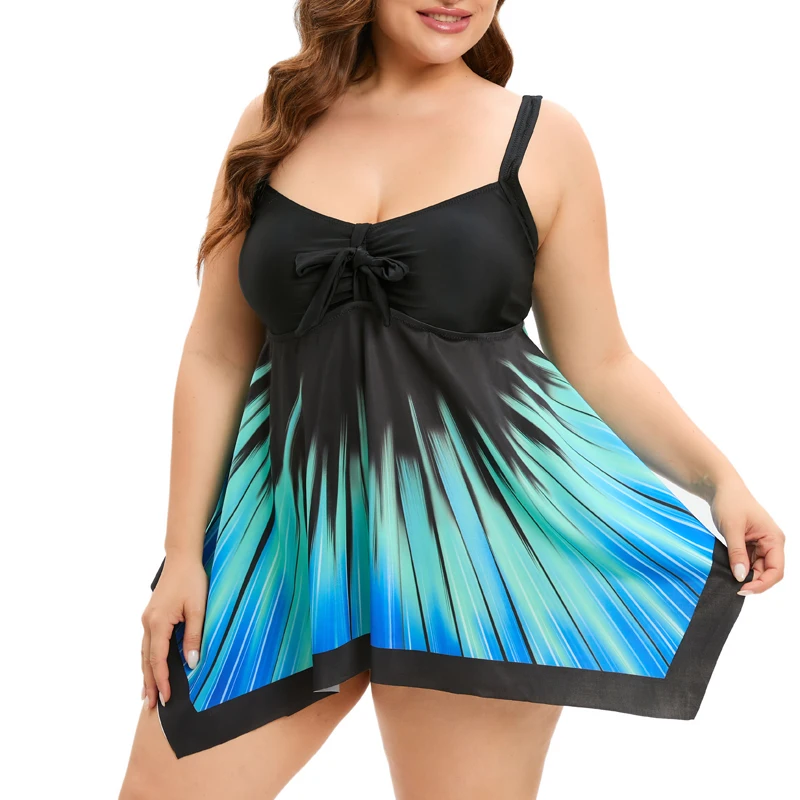 

2024 New Large Size 10XL Swimsuit Print Strapped Plus Size Tankini Set Women High Waist Swimsuit Backless Push Up Bathing Suit