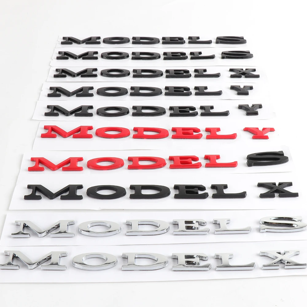 1개 3D ABS 크롬 레드 블랙 로고 모델 3 Y X S 엠블럼 레터링 네임플레이트 자동차 리어 트렁크 배지 데칼 모델 3 X Y 밸브 액세서리