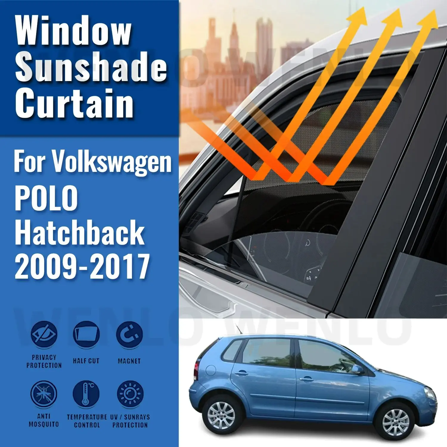 

For Volkswagen VW POLO Mk5 Hatchback 2009-2017 Rear Side Window Sun Shade Car Sunshade Magnetic Front Windshield Mesh Curtain