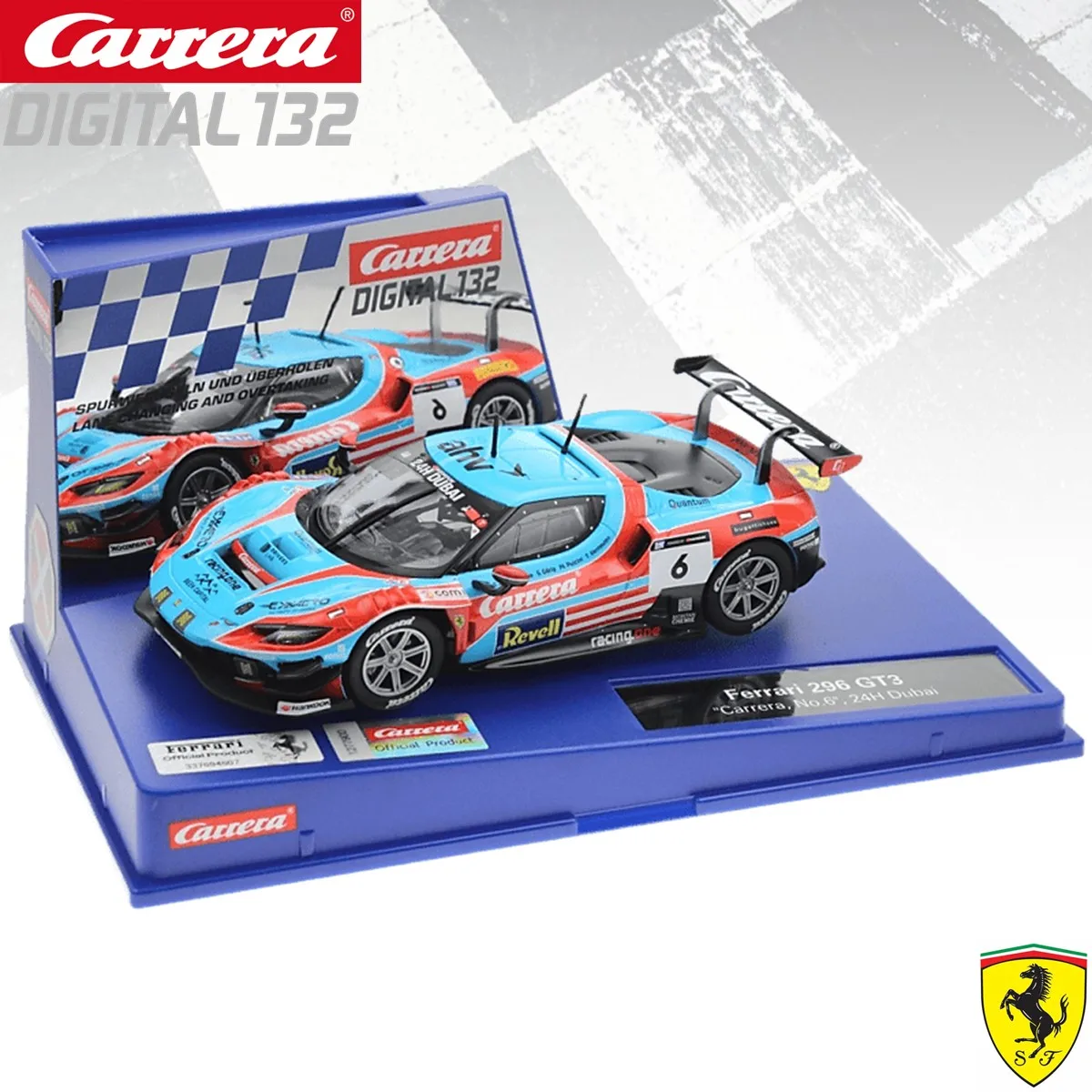 carrera スロットカー：Ferrari 296 GT3 デジタルモデルの実際の走行