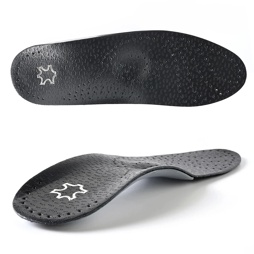 Enhanced Leather Orthotic Insoles for Arch Support and Comfort