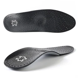 Enhanced Leather Orthotic Insoles for Arch Support and Comfort (Black)