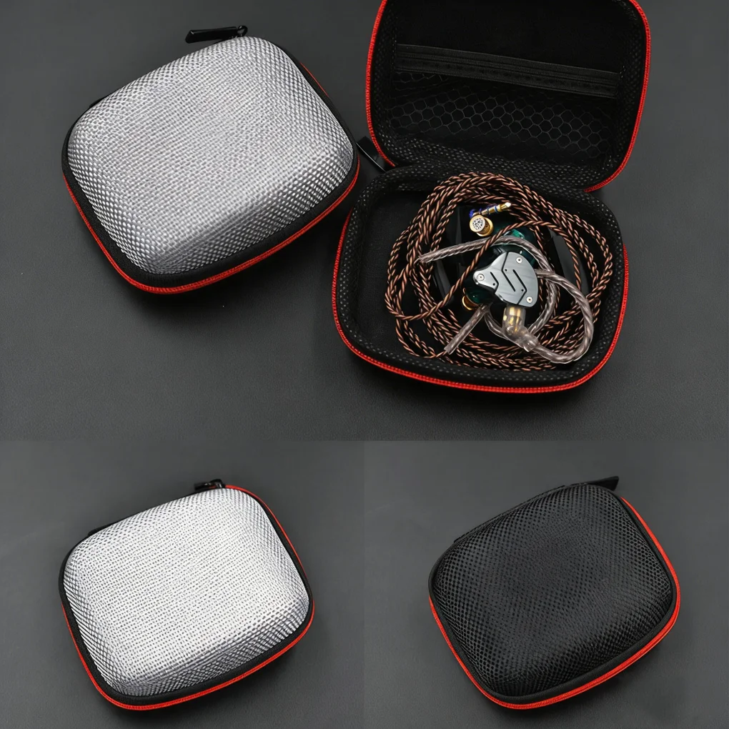 Earphone Case Earphone Box Bluetooth Headset Case Square Portable Compression Headset Storage case EVA Zipper Bag No Logo