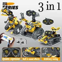 3 in 1 Technical RC Robot Dinosaur Building Blocks City Snail Racing Car Remote Control Bulldozer Truck Bricks Toys Kids Gifts 2